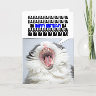 Gelukkige verjaardag Grappige kat die lacht om oud Feestdagen Kaart