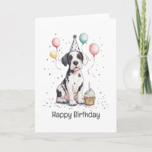 Gelukkige verjaardag Great Dane Puppy Cupcake Kaart