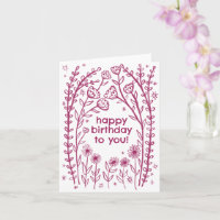 Gelukkige verjaardag grillige bloemen schets Doodl