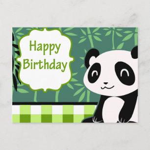 Gelukkige Verjaardag Groene Bamboe Panda Briefkaart