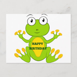 Gelukkige Verjaardag Groene Kikker Briefkaart