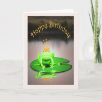 Gelukkige Verjaardag, groene kikker die kroon,