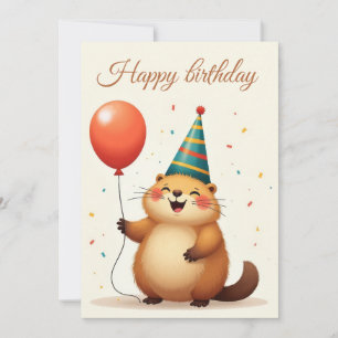 Gelukkige verjaardag groeten van een leuke marmot feestdagenkaart