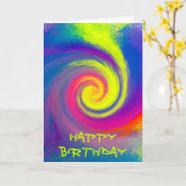 Gelukkige Verjaardag - Groovy Abstracte Spiral Swi Kaart (Gele Bloem)