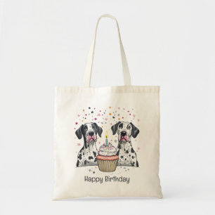Gelukkige Verjaardag Grote Deen Honden Cupcake Tote Bag