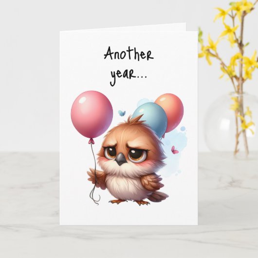 Gelukkige Verjaardag Grumpy Bird Nog Een Jaar om h Kaart (Gele Bloem)