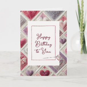 Gelukkige Verjaardag Hartpatroon met Naald Kaart