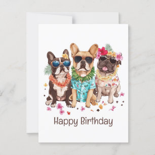 Gelukkige verjaardag Hawaiaanse Franse Bulldoggen  Briefkaart
