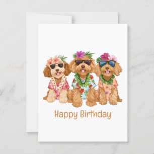 Gelukkige verjaardag Hawaiaanse Goldendoodle honde Briefkaart
