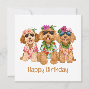 Gelukkige Verjaardag Hawaiian Goldendoodle Honden Kaart
