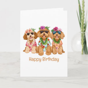 Gelukkige Verjaardag Hawaiian Goldendoodle Honden Kaart