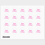 Gelukkige Verjaardag Heet Roze Wit Verjaardag Ronde Sticker (Vel)