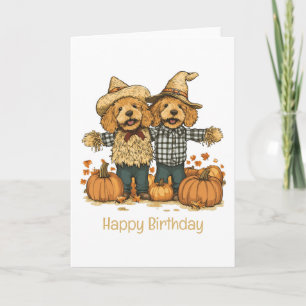 Gelukkige Verjaardag Herfst Oogst Goldendoodle Hon Kaart