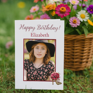 Gelukkige verjaardag hoge hak foto kaart