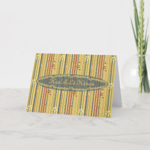 Gelukkige Verjaardag in Hawaiian, Stripes en Bloem Kaart