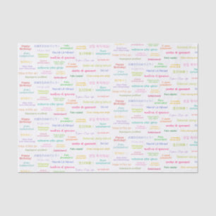 Gelukkige Verjaardag in Vele Verschillende Talen D Tissuepapier