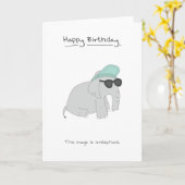 Gelukkige Verjaardag - Irrelephant Kaart (Gele Bloem)