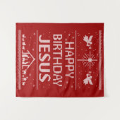 Gelukkige Verjaardag Jezus Kerstmis Breien Religie Wandkleed (Voorkant (horizontaal))