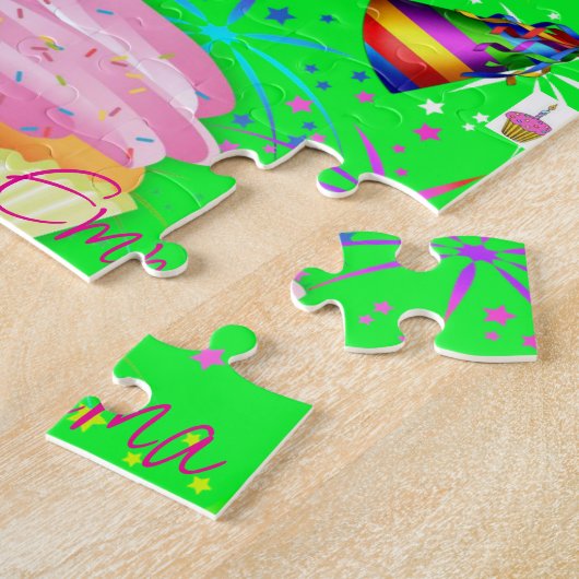 Gelukkige Verjaardag Jigsaw Puzzel Helder Groen (Zijkant)