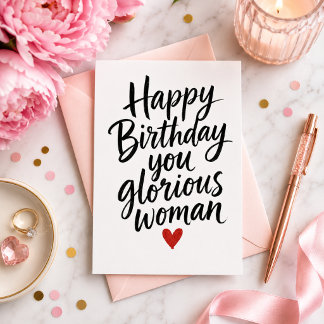 Gelukkige verjaardag jij glorierijke vrouw feestdagenkaart
