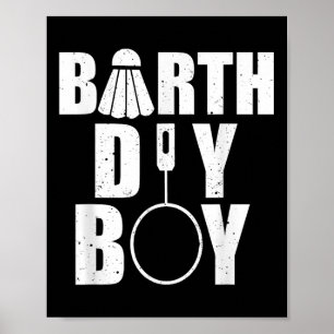 Gelukkige Verjaardag Jongen Badminton Speler Shutt Poster