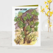 Gelukkige Verjaardag Joshua Tree Desert Landschap Kaart (Gele Bloem)