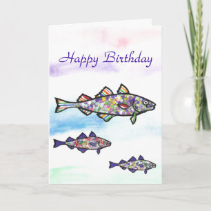 Gelukkige verjaardag kabeljauw kaart