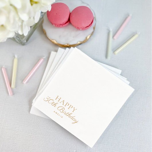 Gelukkige Verjaardag kalligrafie Gepersonaliseerd Servet