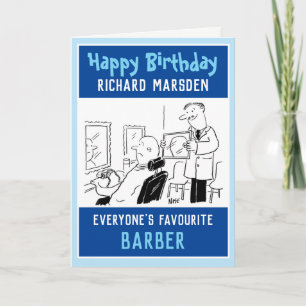 Gelukkige verjaardag kapper of kapper kaart