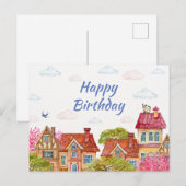 Gelukkige verjaardag kat op het dak  briefkaart (Voorkant / Achterkant)