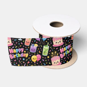 Gelukkige verjaardag Kawaii Kunst Feest Lint
