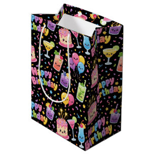 Gelukkige verjaardag Kawaii Kunst Feest Medium Cadeauzakje