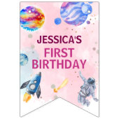 Gelukkige Verjaardag Kinder Modern Pink Vlaggetjes (Eerste vlag)