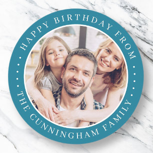 Gelukkige Verjaardag Klassieke Eenvoudige Familie Ronde Sticker