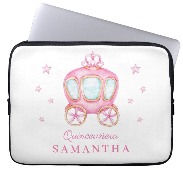 Gelukkige verjaardag kleine prinses koets laptop sleeve (Voorkant)
