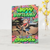 Gelukkige verjaardag kleinzoon kaart (Gele Bloem)