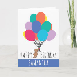 Gelukkige Verjaardag Kleurrijke Ballon Teddy Bear  Kaart