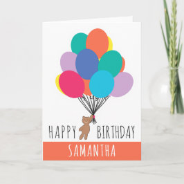 Gelukkige Verjaardag Kleurrijke Ballon Teddy Bear  Kaart