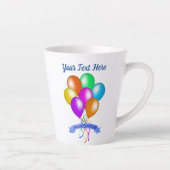 Gelukkige Verjaardag Kleurrijke Ballonnen Streamer Latte Mok (Rechts)