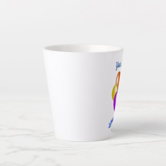 Gelukkige Verjaardag Kleurrijke Ballonnen Streamer Latte Mok (Voorkant)