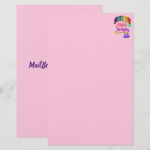 Gelukkige Verjaardag Kleurrijke Roze Paarse Briefp Briefpapier