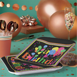 Gelukkige verjaardag kleurrijke viering papieren bordje