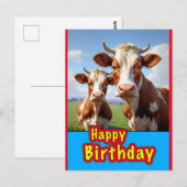gelukkige verjaardag koeien briefkaart (Voorkant / Achterkant)