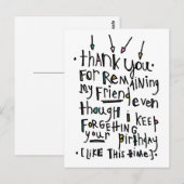 Gelukkige verjaardag (laat) briefkaart (Voorkant / Achterkant)