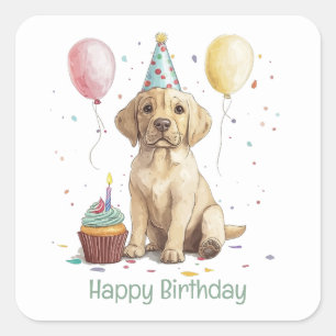 Gelukkige verjaardag Labrador Retriever honden Vierkante Sticker