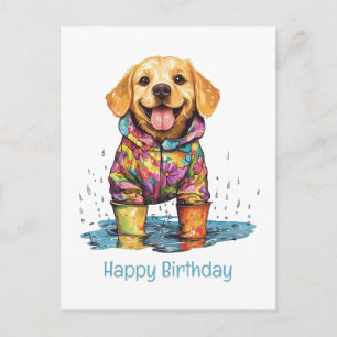 Gelukkige verjaardag Labrador Retriever Regenplas Briefkaart