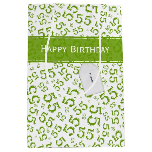 Gelukkige Verjaardag Leeftijd 55 Nummer Patroon Gr Medium Cadeauzakje (Voorkant)