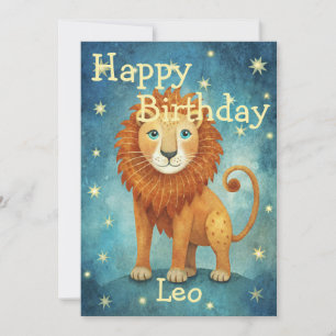 Gelukkige Verjaardag Leo Leeuw Zodiac teken Feestdagenkaart
