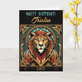 Gelukkige Verjaardag Leo Zodiac Design Kaart (Gele Bloem)