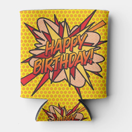 GELUKKIGE VERJAARDAG Leuk Modern Blikjeskoeler (Voorkant)